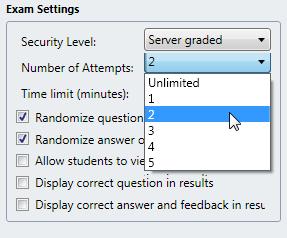 15. The number of attempts allowed in an Exam can now be specified. Instructors can now specify the number of attempts allowed in an exam. 15.1. This setting can be configured at the course or section level.