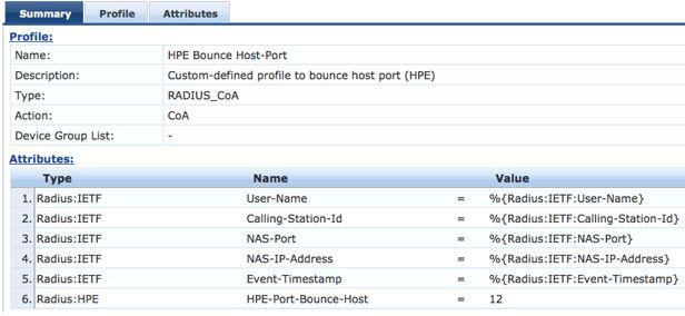 Create enforcement profiles NOTE: Create the HPE Bounce Host-Port profile and the Guest Login profile only if they do not already exist.