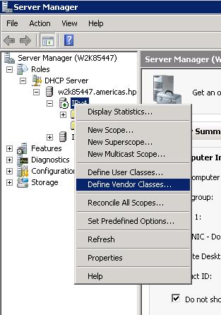 4. The DHCP Vendor Classes window is displayed. Click Add... 5.