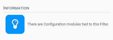 If you attempt to delete a filter still in use by one or more of your configurations, you will receive the warning shown below and the filter will not be deleted.