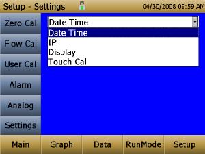 Settings Settings screen sets basic unit parameters.