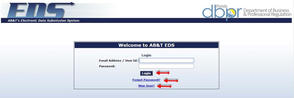 Logging Into EDS Log in with the user id and password provided through the EDS registration process and click on the Login