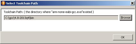 Path in the menu. Click Browse and set the toolchain path to: C:\gcc\4.