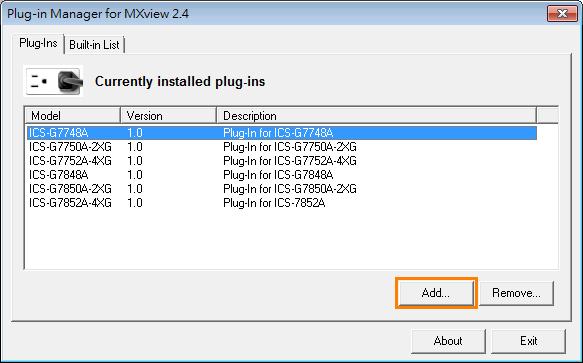 Select MXview Plug-in Manager for MXview in Start menu 2. Enter the username and password which are the same as MXview 3.