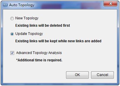 Topology Management NOTE Links drawn manually will be also deleted by this action. NOTE Your devices must have firmware version 3.1 or higher to use Advanced Topology Analysis.