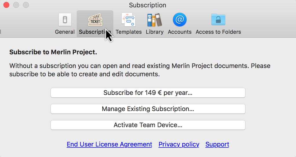 If you click on Only Use for Reading, you can use the application just to open and read Merlin Project