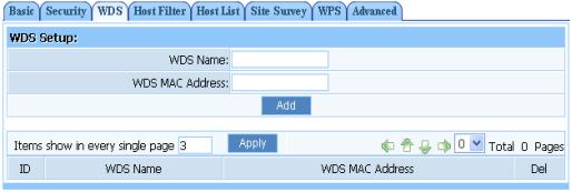 Click on Wireless Management - AP Setup - Security and select and save None as authentication type Click on Wireless Management - AP Setup - Basic and select and save radio mode as WDS or AP + WDS