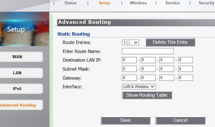 7.1.4 Advanced Routing Setup Static Routing A static route is a pre-determined pathway that network information must travel to reach a specific host or network.
