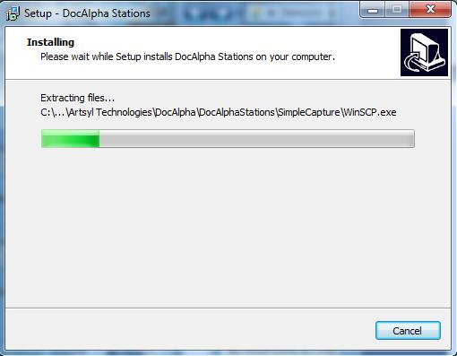After copying the stations files, the installer installs the