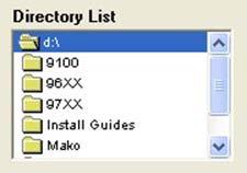 6. Once the drive is selected, the Directory List box will show what directories are present on the disk.