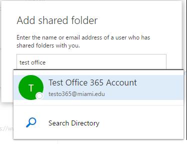 Type the name or email address of the shared mailbox.