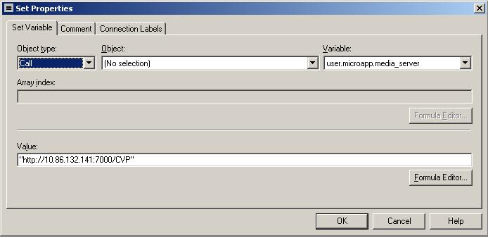 Right click the Set Variable box and click Properties to open the Set Properties dialog box. b. On the Set Variable tab, click the Object Type drop-down and select Call. c. Leave the Object box with No Selection and, from the Variable drop-down box, select user.