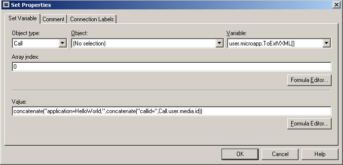 Figure 91: ICM - Create Call Script - Define user.microapp.app_media_lib Step 7 The third variable identifies the external application you want the script to run.