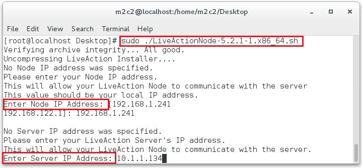 Step 5 Enter your Node and Server IP address. Figure 5: Node and Server IP Address Specification Step 6 Enter your Node data directory.