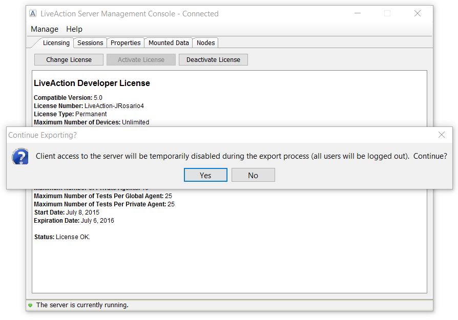 This export configuration step is for backup purposes only.