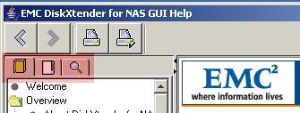 Using the DX-NAS GUI Using Help In the top left-hand corner of the help screen are three icons that provide three ways to access information in the help.