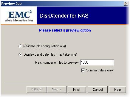 The Preview Job dialog box contains the Summary data only checkbox as shown in Figure 32 on page 78.
