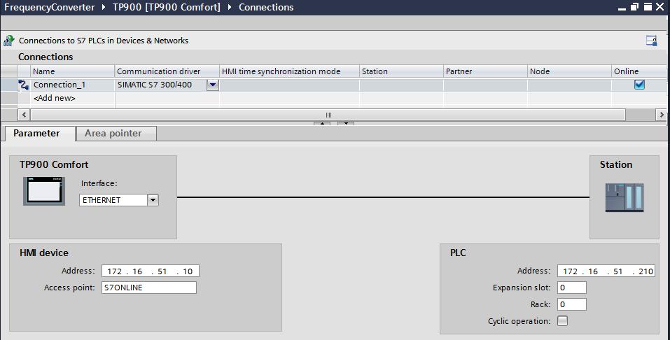 5 Configuration and settings of the HMI operator panel 5.2 Creating a connection in the HMI project 5.