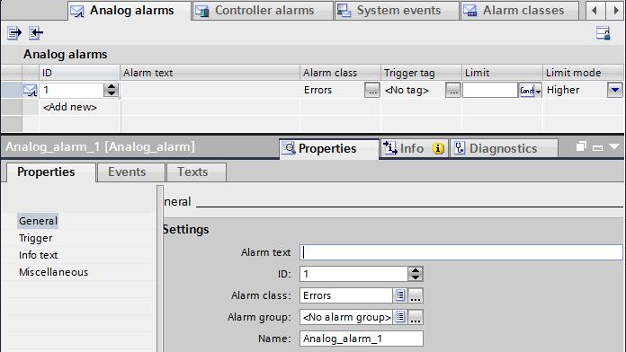 For further information on how to configure messages and alarms in WinCC (TIA Portal), refer to entry ID: 62121503 Table 5-5 1. Open the HMI messages in the project navigation.