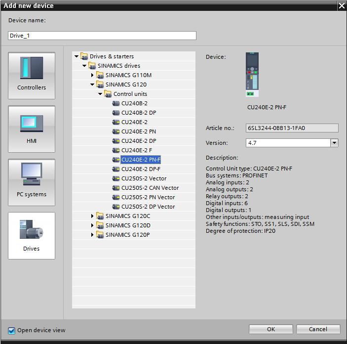 6 Configuration and settings of the drive 6.1 Adding the frequency converter to the project 6 Configuration and settings of the drive 6.
