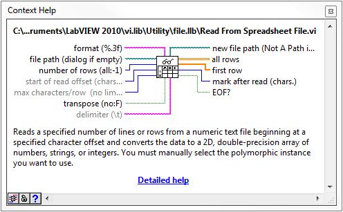 LabVIEW - Documentation The LabVIEW documentation is the primary resource to use when trying to figure out what a block does Right clicking on a block and selecting help opens a