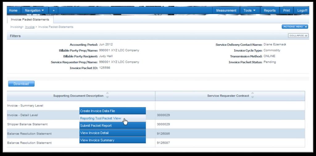 A new window will open with a PDF File of your invoice(s).