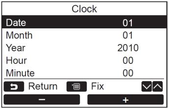 Setting Present Time and Day of Week 1) Press the button to display the Menu screen.