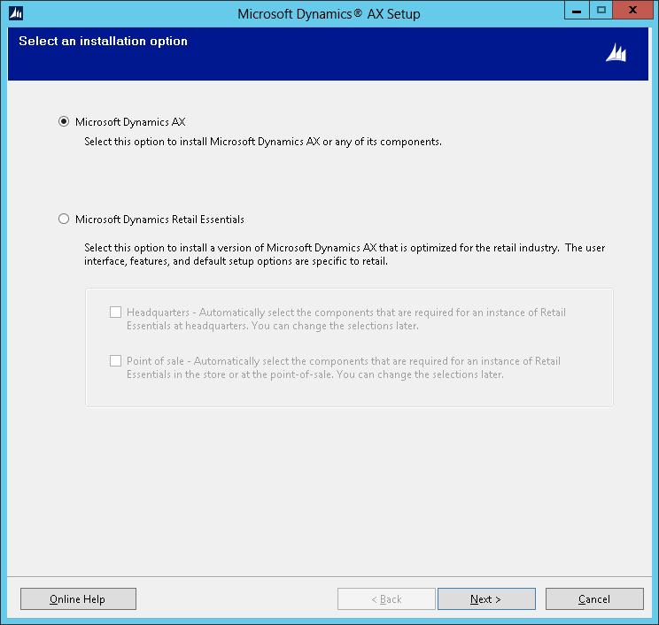 9. Wait until the Dynamics AX setup support files has been installed. 10.