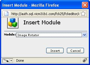 Chapter 4 Inserting the Image Rotator Module Once the administrative options have been established for the Image Rotator module, the module can be inserted on a page or template.