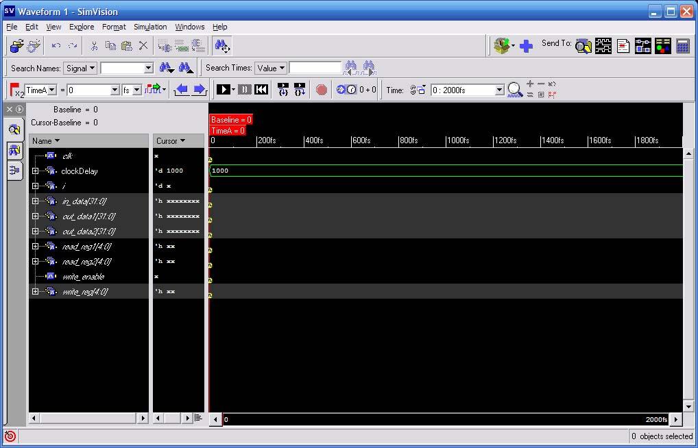 9) To add all these signals to the waveform viewer, click on the Send To: Waveform window button: 10) This