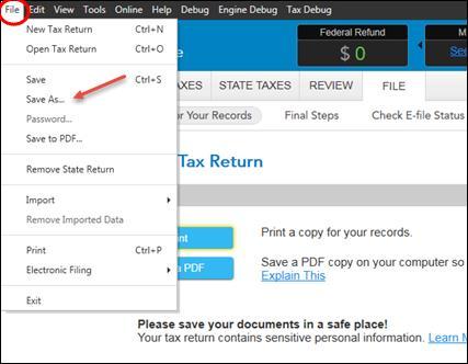 tax2014 file that you downloaded earlier. Your tax return will open.