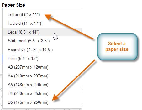 Setting paper size 1. Click File, then select Page setup.