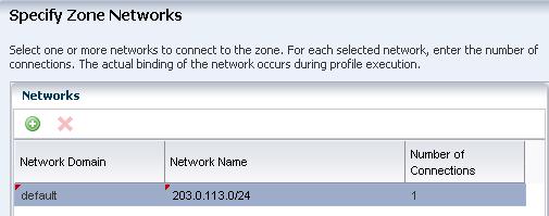 Click Next. 8. The default network domain appears on the page. Enter a network for the zone and the number of connections. This example uses 1 network connection. 9.