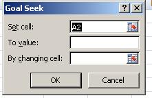 GOAL SEEK Automatically vary the contents of one cell so that the value of the contents of another cell equals a certain amount Click DATA tab > DATA TOOLS group > "WHAT-IF ANALYSIS" icon > GOAL