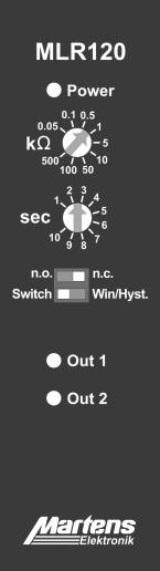 4. Operating elements and functions Type Power-LED Switch point Switch delay NO/NC function Operating mode Status indicator for outputs Description: Figure 6 LED Power: lights green if the device is