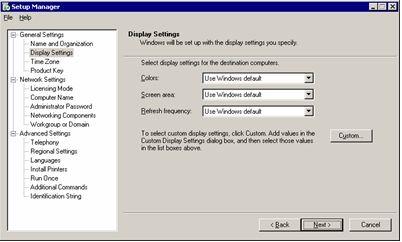 Setup Manager: Display Settings Step 12. Select display settings, and then click Next to accept the default settings.