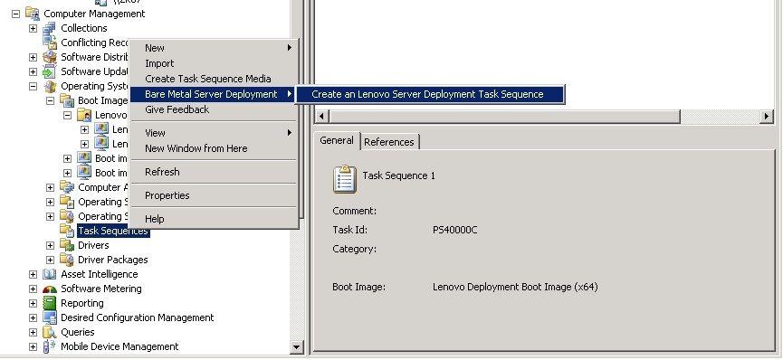 Figure 28. Create a Lenovo Server Deployment Task Sequence menu Step 3.