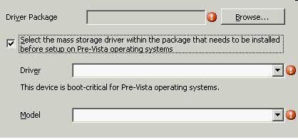 Figure 83. Selecting the mass storage driver The action items in the hardware configuration panel are provided by thelenovo Deployment Pack pre-operating system load.