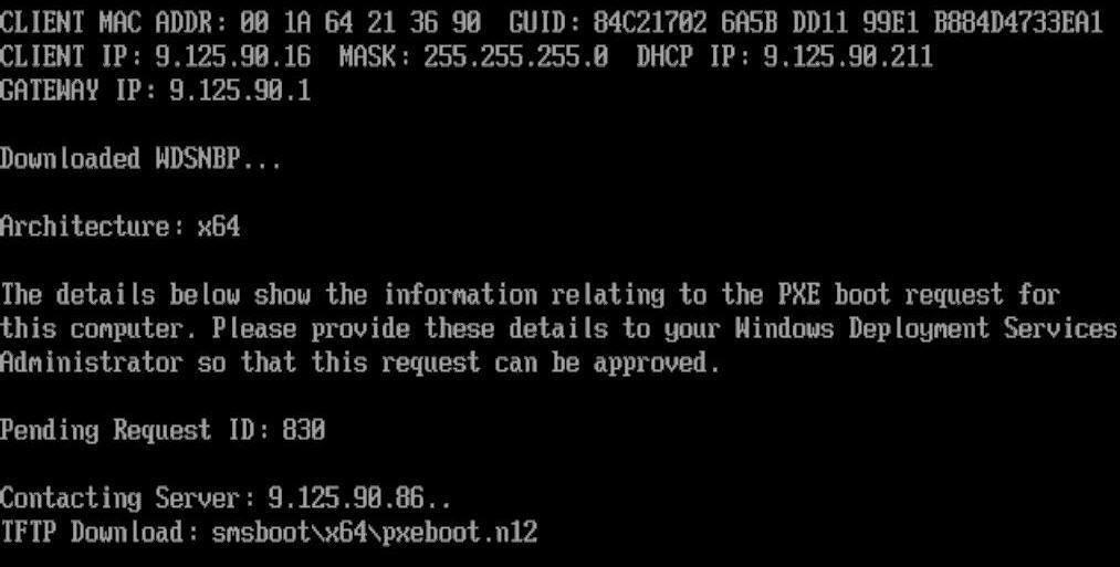 Figure 88. Restarting the target server from PXE Step 2.