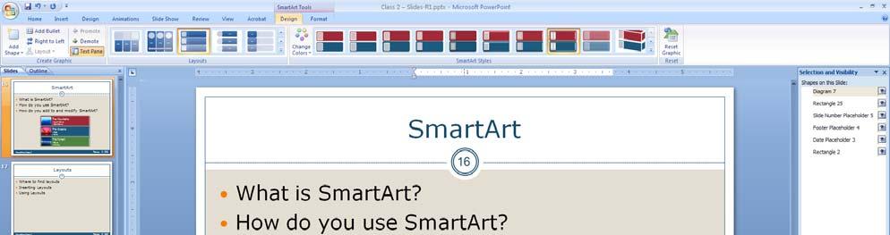 Page 22 SMARTART TRY-IT 13: INSERT, FORMAT AND INSCRIBE A SMARTART IMAGE 1.