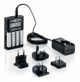 AAA; with 4 adapters for worldwide use; including 4 rechargeable batteries AA / 500
