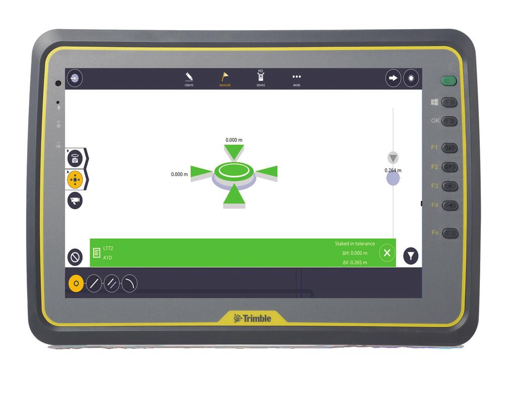 A highly visible green laser makes marking a spot easier and Trimble VISION technology provides operators with the same visibility that the instrument sees for more accurate and efficient layout jobs.