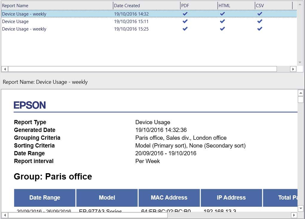 Archive report Displays the list of archived reports when you select User Defined Report - Archived
