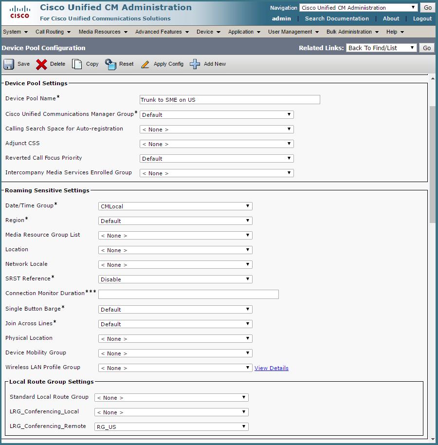 Appendix A Setting up Local Route Groups on Cisco Unified Communications Manager Figure 28: Setting the local