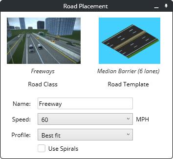 b. Navigate to and select the template named Road > 6 Lanes > Median Barrier (6 lanes). 7.