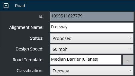 13. Adjust the radius of the first (West) curve. a. Use the Element Selection tool to select the road.