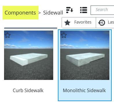 8. Return to the Components folder by selecting Components. HINT: If Components is not visible, move the slide bar to the left. 9. Select the Segment component and place it beside the right sidewalk.