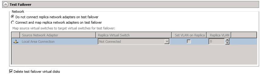 Test Failover These options allow you to perform a test failover. Keep in mind the following for using test failover.
