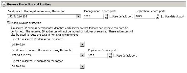 When specifying a network route or reverse routes for full server jobs, you can enter a public IP address and then specify ports for the Double-Take Management Service and Double-Take replication