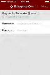 Registering/Enrolling on ios Device Step 1: Open Enterprise Connect Enter your portal